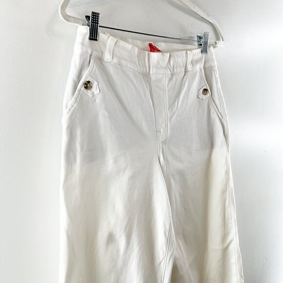Spanx High Rise Cropped Twill Wide Leg Pants Trousers White Large - Picture 6 of 10